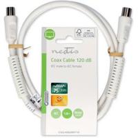 Coaxkabel | IEC (Coax) Male | IEC (Coax) Female | Vernikkeld | 120 dB | 75 Ohm | Viervoudig Afgeschermd | 1.00 m | Rond | PVC | Wit - thumbnail