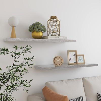 VidaXL Wandschappen zwevend 2 st 90x23,5x3,8 cm mdf betongrijs VidaXL Wandschappen zwevend 2 st 90x23,5x3,8 cm mdf betongrijs