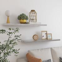 VidaXL Wandschappen zwevend 2 st 90x23,5x3,8 cm mdf betongrijs - thumbnail