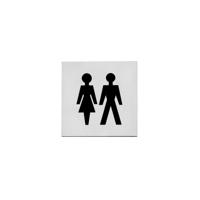 Intersteel pictogram dames- en herentoilet zelfklevend vierkant - RVS - thumbnail