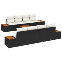 Tuinbankenset met kussen 9 pcs Zwart Poly riet - thumbnail