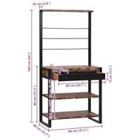 VidaXL Keukenrek multikleur en zwart 80 x 40 x 160 cm - thumbnail