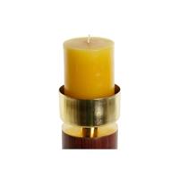 Kaarshouder Home ESPRIT Bruin Gouden Aluminium Acacia 8 x 8 x 18 cm - thumbnail
