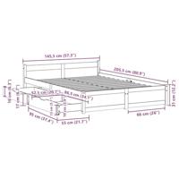 Bedframe zonder matras massief grenenhout wit 140x200 cm - thumbnail