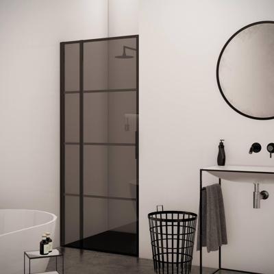 Aqua Splash Zijwand voor AQS Douchecabine Smoke Frame 120x200 cm Rookglas Mat Zwart Raster - R-be-c120sg-fff