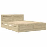 Bedframe met hoofdeinde bewerkt hout sonoma eiken 120x200 cm - thumbnail