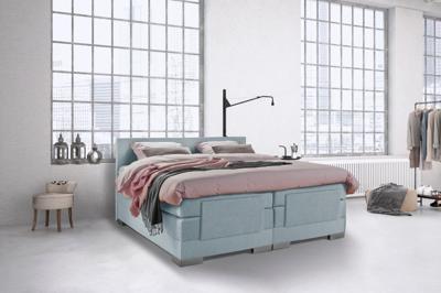 Beddenleeuw Boxspring Bed Julia - Elektrisch - 140x200 - Incl. Hoofdbord - Blauw