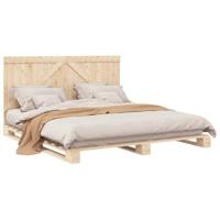 Bedframe met hoofdbord massief grenenhout 200x200 cm - thumbnail