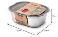 Zwart+Blum Stalen Voedseldoos Groot - 206x159x79mm - Grijs/Rood - thumbnail