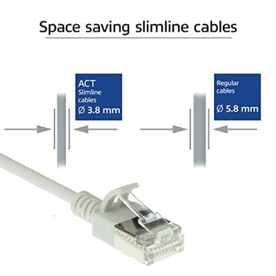 ACT DC7003 LSZH U/FTP CAT6A Datacenter Slimline Patchkabel Snagless | RJ45 Connectoren | Grijs | 3 meter