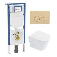 QeramiQ Dely Toiletset - 36.3x51.7cm - diepspoel - rimless - Geberit UP720 inbouwreservoir - softclose toilet zitting 35 mm - bedieningsplaat beige - ronde knoppen - wit glans SW1026255 / SW1159505/SW1237202/SW1102365 - thumbnail