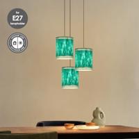 Papieren Gevouwen Lampenkap - Cilindrisch - Blauw - ø20 x 24 cm - E27 fitting - Voor Tafellampen - Ontworpen voor woonkamer en eetkamer - thumbnail