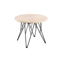 Rebellenclub Broome Salontafel - ø55 - Travertin Look Met Zwart Stalen - thumbnail