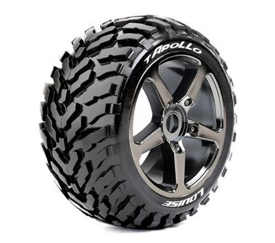 Louise T-APOLLO Truggy Banden Set - Soft - Velgen Zwart/Chroom - Hex 17mm