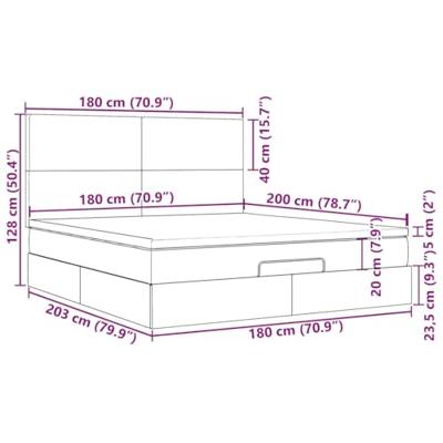 Ottoman bed met matras 180x200cm stof crèmekleurig