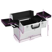 VidaXL Make-up koffer 38x23x34 cm aluminium zilverkleurig - thumbnail