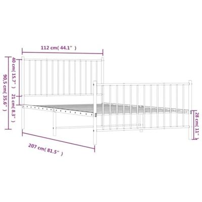 Bedframe met hoofd- en voeteneinde metaal wit 107x203 cm Bedframe met hoofd- en voeteneinde metaal wit 107x203 cm
