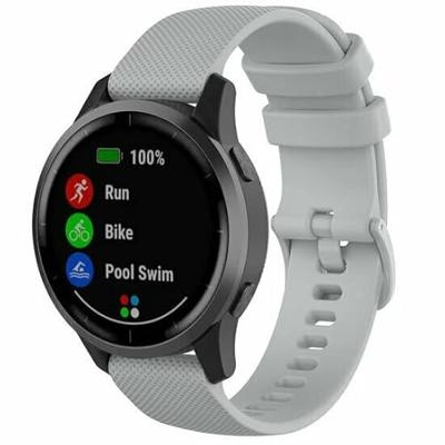 By Qubix - Compatible met Garmin Vivoactive 4 - Vivoactive 4L - Sportband met motief - Grijs - Compatible Garmin bandje - Bandbreedte: 22mm
