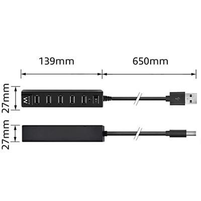 Ewent Ew1130 7-Poorts Usb 2.0 Hub Aan/Uit Knop, Zwart