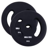 Vinyl halterschijven set 2 x 5 kg zwart - thumbnail