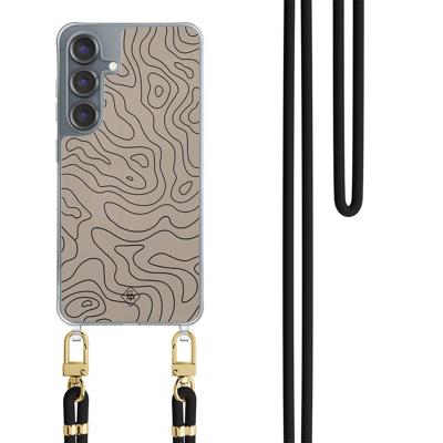 Samsung Galaxy S25 hoesje met zwart koord - Abstract lines