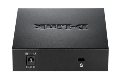 D-Link DGS-105 5-Port Layer2 Gigabit Switch (Tot 2000 Mbit/S Gegevensoverdracht Per Poort, Zonder Ventilator, Metalen Behuizing) Zwart, 5 Ports