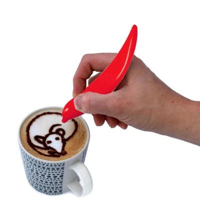 Nieuwe elektrische Latte Art pen voor koffie cake pen voor Spice cake versieren pen koffie carving pen bakken gebak tools (rood)
