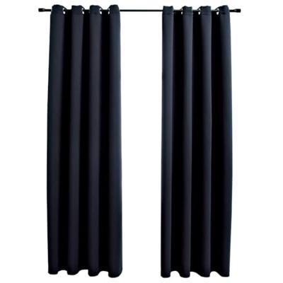 Verduisteringsgordijnen met ringen 2 stuks zwart 137x213 cm stof