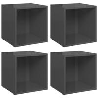 VidaXL Tv-meubelen 4 st 37x35x37 cm bewerkt hout hoogglans grijs - thumbnail