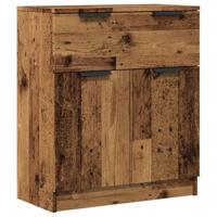 Dressoir 60x30x70 cm bewerkt hout oud houtkleurig - thumbnail