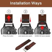 By Qubix - Leren bandje - Zwart - Compatible met Garmin Quatix 8-51mm - Compatible Garmin bandje - thumbnail