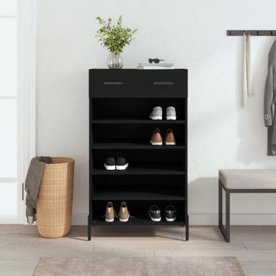 VidaXL Schoenenkast 60x35x105 cm bewerkt hout zwart VidaXL Schoenenkast 60x35x105 cm bewerkt hout zwart