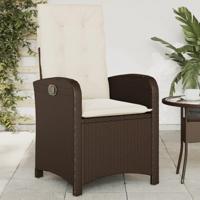 Tuinstoelen 2 st verstelbaar met kussens poly rattan bruin - thumbnail