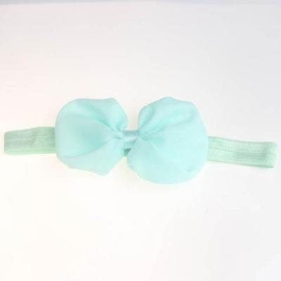 2 PC'S baby hoofdband lint chiffon Bow kinderen haar band hoofddeksels (Turquoise blauw)