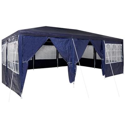 Partytent Blauw en Wit 600 x 400 x 266 cm Polyester en staal