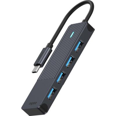 Rapoo USB-C Hub, USB-C naar USB-A, grijs USB Hub Zwart