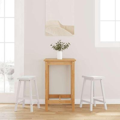 Barkrukken 2 stuks Wit Massief Hout Rubber Barkrukken 2 stuks Wit Massief Hout Rubber