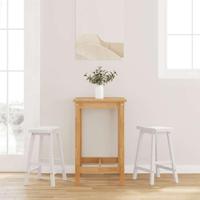 Barkrukken 2 stuks Wit Massief Hout Rubber - thumbnail