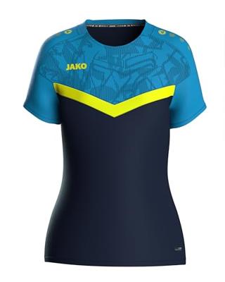 JAKO 6124D T-Shirt Iconic Dames - Marine Jako-Blauw/Fluogeel - 40