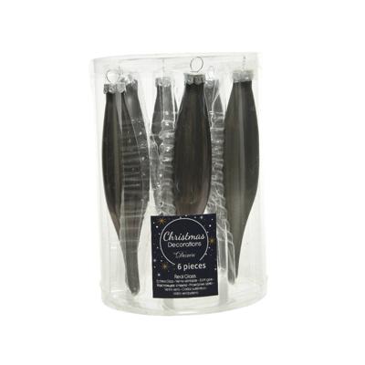 Ijspegel glas d3h15 cm grijs ass 6st Decoris - Decoris