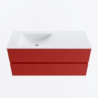 MONDIAZ VICA 110cm badmeubel onderkast Fire 2 lades. Wastafel CLOUD links zonder kraangat, kleur Talc. - thumbnail