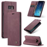 CaseMe-013 multifunctionele retro Frosted horizontale Flip lederen draagtas met kaartsleuf & houder & portemonnee voor Galaxy S8 (wijn rood) - thumbnail