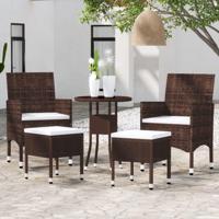 5-delige Loungeset poly rattan bruin - thumbnail