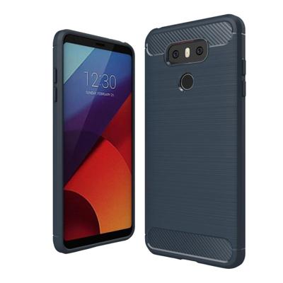 LG G6 schokbestendig Geborsteld koolstofvezel structuur TPU back cover Hoesje (blauw)