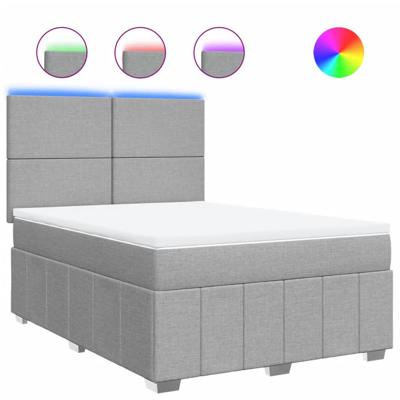 Boxspring met matras stof lichtgrijs 140x200 cm - thumbnail