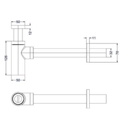 Design Sifon IVY Hoog Model Geborsteld Nickel PVD