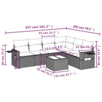 7-delige Loungeset met kussens poly rattan zwart - thumbnail