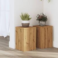Plantenstandaards 2 st 20x20x30 cm hout artisanaal eiken - thumbnail
