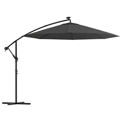 VidaXL Zweefparasol met led-verlichting stalen paal 300 cm antraciet