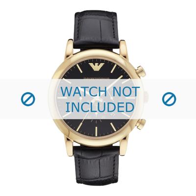 Horlogeband Armani AR1917 / Luigi XLarge Leder Zwart 22mm